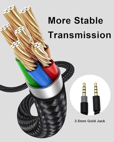 Replacement Audio Aux Cord Alpha Cable for Kingston HyperX Cloud Alpha and Cloud Mix, for Logitech G633, G933 Gaming Headset, Nylon Braided Headphone Audio 3.5mm Plug Cable,Black,1.5M / 5ft in Saudi Arabia