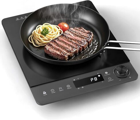 Induction Cooktop,SOPINWAEH Single Portable Induction Cooker Countertop Burner For Cooking,8 Power Levels&8 Temp Setting,3-Hour Timer Child Safety Lock in Kuwait
