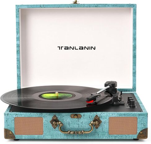 Suitcase Record Player with Speakers, Bluetooth in/Out, Turquoise in Saudi Arabia