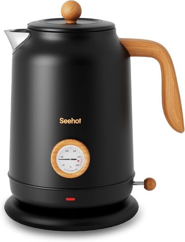 Electric Kettle With Thermometer, 1.7L 1200W,Black in Kuwait