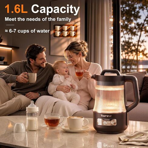 TOPWIT 1.6L Smart Glass Electric Kettle with Temperature Control in Kuwait