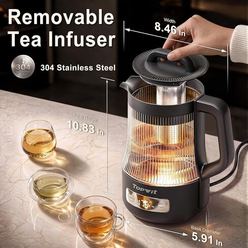 TOPWIT 1.6L Smart Glass Electric Kettle with Temperature Control in Kuwait