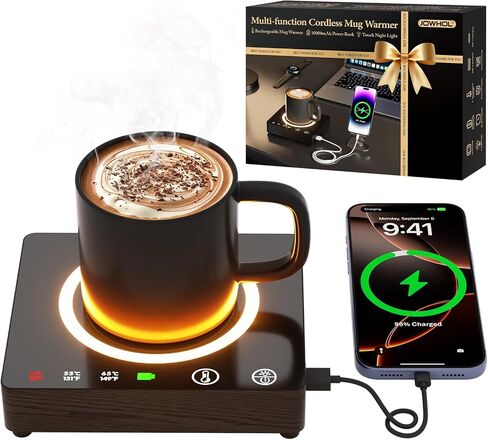 Mug Warmer, Portable Charger, Wireless Coffee Cup Warmer for Desk, 3 Temp Settings, Smart Candle Heat Plate for Home, Office, Travel, Camping & Gifts in Kuwait