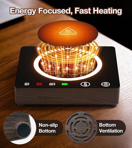 Mug Warmer, Portable Charger, Wireless Coffee Cup Warmer for Desk, 3 Temp Settings, Smart Candle Heat Plate for Home, Office, Travel, Camping & Gifts in Kuwait
