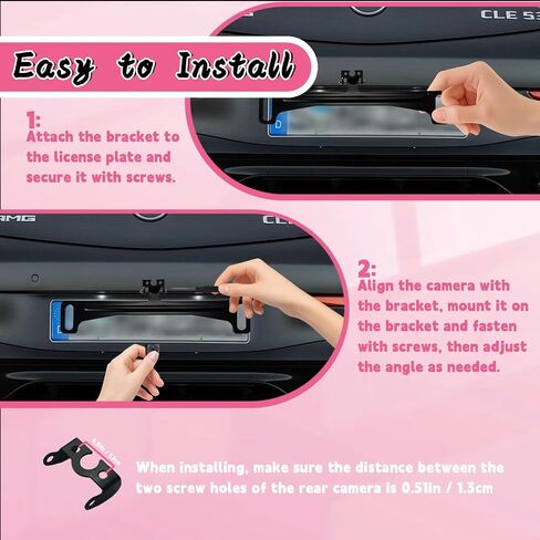HAIOLORPRO Backup Camera License Plate Mount 2PCS, No-Drill Universal Car Rear View Camera License Plate Bracket, 170° Adjustable Rear View Camera Compatible with Sedan, SUV, Truck in Saudi Arabia