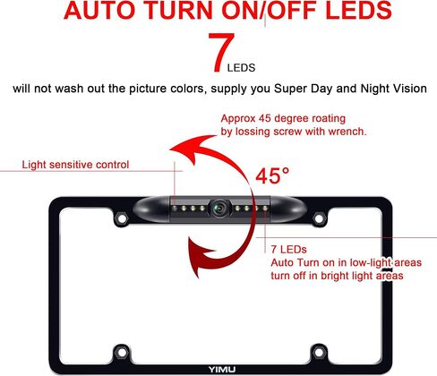 YIMU Backup Camera Vehicle Reversing for Car/SUV/Pickup/Truck/Van/RV/Trailer Single Power Rear View System Driving/Reversing Use IP69 Waterproof Night Vision License Plate Frame Backup Camera in Kuwait