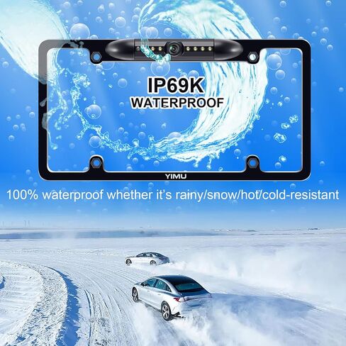 YIMU Backup Camera Vehicle Reversing for Car/SUV/Pickup/Truck/Van/RV/Trailer Single Power Rear View System Driving/Reversing Use IP69 Waterproof Night Vision License Plate Frame Backup Camera in Kuwait