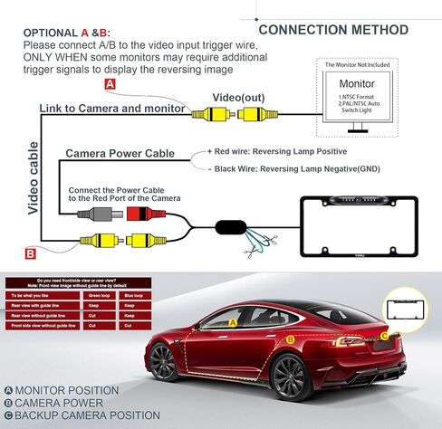 YIMU Backup Camera Vehicle Reversing for Car/SUV/Pickup/Truck/Van/RV/Trailer Single Power Rear View System Driving/Reversing Use IP69 Waterproof Night Vision License Plate Frame Backup Camera in Kuwait