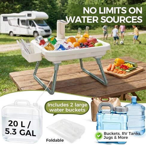 Outdoor Portable Sink for Camping with 2 Foldable Buckets & Faucet in Kuwait