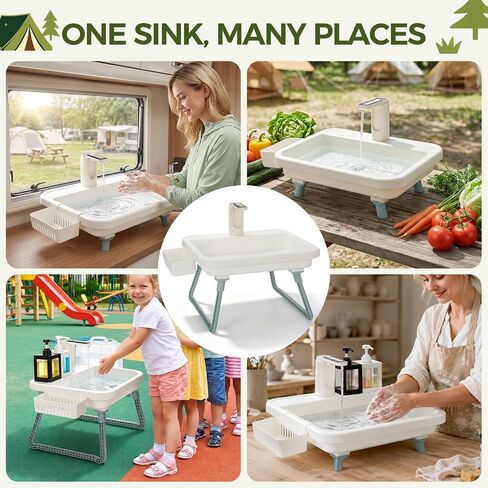 Outdoor Portable Sink for Camping with 2 Foldable Buckets & Faucet in Kuwait