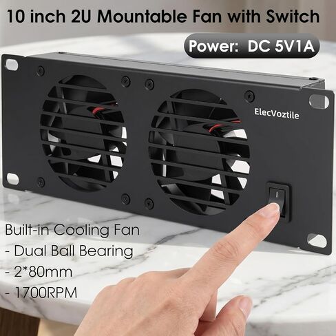10 inch 2U Rack Mount Fan Panel with Switch, Metal Case in Saudi Arabia