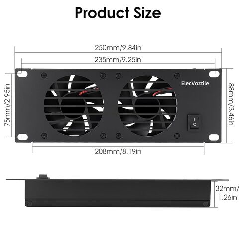 10 inch 2U Rack Mount Fan Panel with Switch, Metal Case in Saudi Arabia