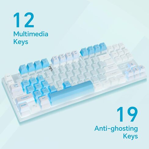 Blue Keyboard and Mouse,87 Keys TKL USB Wired LED Light Up Backlit Keyboard in Saudi Arabia