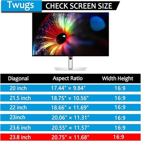 [عبوة واحدة] شاشة خصوصية للكمبيوتر Twugs، شاشة خصوصية مقاس 23.8 بوصة للشاشة، ومرشحات مضادة للوهج والخصوصية، ومضادة للوهج وتحجب ضوء الأشعة فوق البنفسجية للكمبيوتر in Kuwait