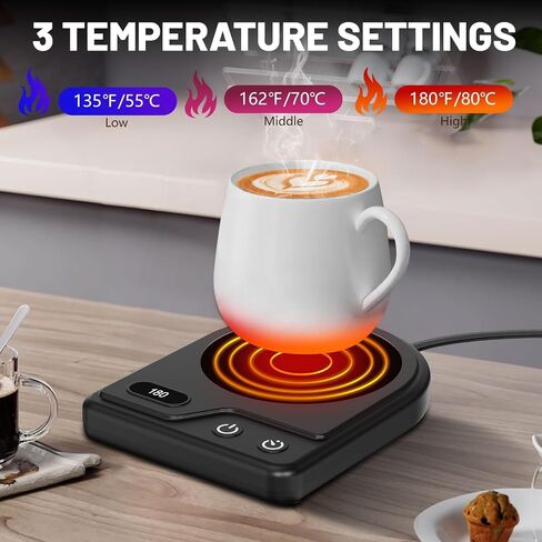 Mug Warmer,Coffee Mug Warmer with 3 Adjustable Temperature Settings,Coffee Warmer with 2-12H Auto Shutoff Functions,Easy to Clean Mug Heater for Desk,Grandma Gifts for Mothers Day in Kuwait