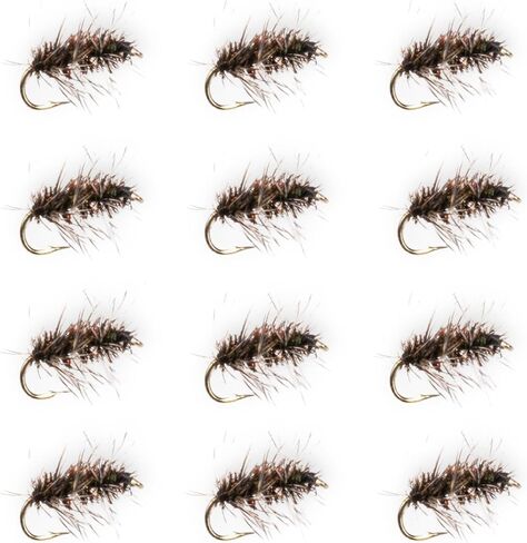Giffith's Gnat Flies for Fly Fishing 12 Pack - Hook Size 16-22, Dry Flies for Trout Fishing or Bass and Panfish, Fly Fishing Accessories, Dry Fly Floatant Hackle, for Fly Box in Saudi Arabia