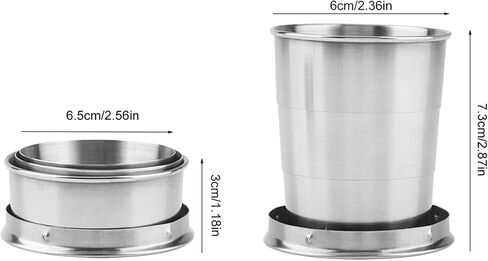 Omabeta Cup, SilverGlasses Portable Outdoor Stainless Steel Folding Cup Mini Lightweight Reusable Mugs with Keychain for Traveling, Camping, Picnic(150ml) in Saudi Arabia
