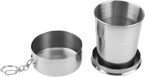 Omabeta Cup, SilverGlasses Portable Outdoor Stainless Steel Folding Cup Mini Lightweight Reusable Mugs with Keychain for Traveling, Camping, Picnic(150ml) in Saudi Arabia