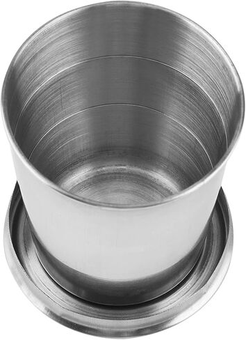 Omabeta Cup, SilverGlasses Portable Outdoor Stainless Steel Folding Cup Mini Lightweight Reusable Mugs with Keychain for Traveling, Camping, Picnic(150ml) in Saudi Arabia