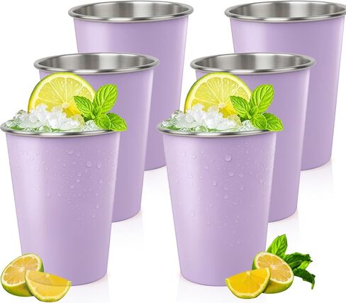 6 Pack Stainless Steel Cups 12 oz - Unbreakable Stackable Metal Tumblers for r Adults Bar Home Restaurant Iced Coffee Travel Camping Outdoor (Black) in Kuwait