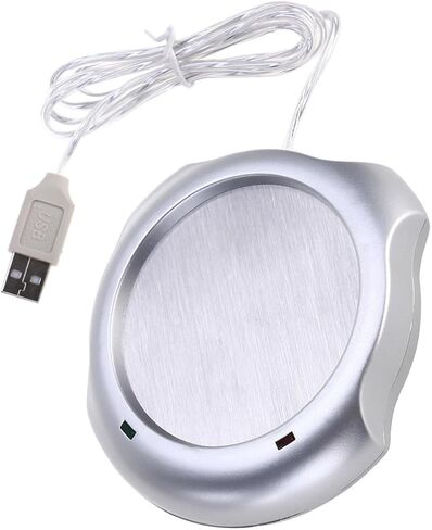 HANABASS USB Mug Warmer for Desk with Quick Heating and Extended Cord Length, Electric Tea Coffee Cup Warmer Plate in Silver Abs Material, for Household and Outdoor Activities in Saudi Arabia