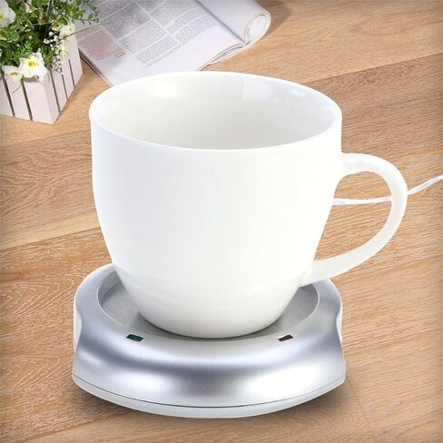 HANABASS USB Mug Warmer for Desk with Quick Heating and Extended Cord Length, Electric Tea Coffee Cup Warmer Plate in Silver Abs Material, for Household and Outdoor Activities in Saudi Arabia