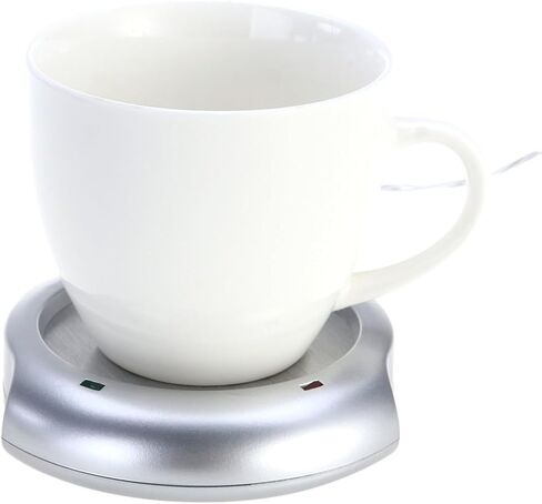 HANABASS USB Mug Warmer for Desk with Quick Heating and Extended Cord Length, Electric Tea Coffee Cup Warmer Plate in Silver Abs Material, for Household and Outdoor Activities in Saudi Arabia