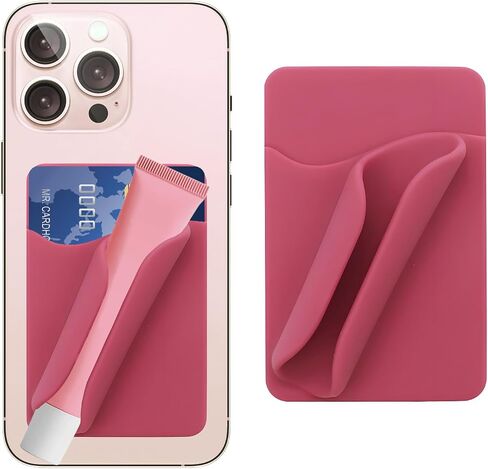 Self-Adhesive Silicone Lip Holder with Card Holder,Pink in Saudi Arabia