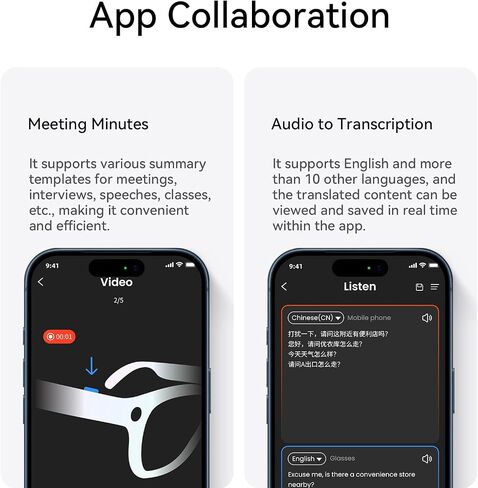AI Smart Glasses with Camera, HD Video Recording, Real-Time Translation up to 139 Languages, Voice Assistant, Open-Ear Audio,for Travel, Sports & Daily Use in Saudi Arabia