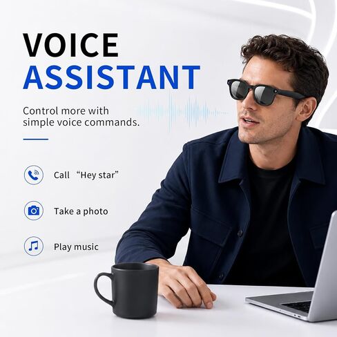 AI Smart Glasses with 8MP Camera – 4K Video Recording Real-Time Translation | Open Ear Bluetooth Glasses for Men Women, Type-C & Reverse Charging, AI Voice Control, Outdoor Sports Cycling in Saudi Arabia