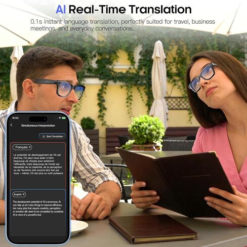 Yowow BIT AI Smart Camera Glasses 8MP Camera for Women Men, 4K Photos & 1080P Video Recording,Anti-Shake, 12H Music/Bluetooth Calls, Real-time Translation/GPT Object Recognition (Anti-Blue Light) in Saudi Arabia