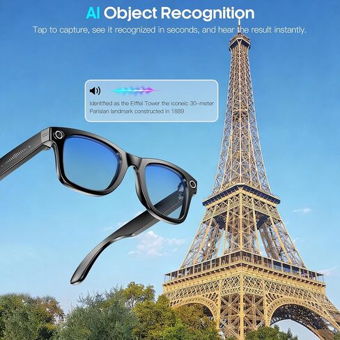Yowow BIT AI Smart Camera Glasses 8MP Camera for Women Men, 4K Photos & 1080P Video Recording,Anti-Shake, 12H Music/Bluetooth Calls, Real-time Translation/GPT Object Recognition (Anti-Blue Light) in Saudi Arabia