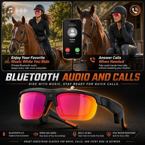 EquiView Smart Glasses with Camera – Record Every Ride in 1080P POV Video, Bluetooth Audio & Hands-Free Calls, UV400 Polarized Riding Sunglasses, EIS Anti-Shake, IP54 Water & Dust Resistant in Saudi Arabia