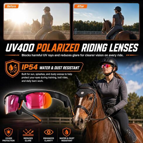 EquiView Smart Glasses with Camera – Record Every Ride in 1080P POV Video, Bluetooth Audio & Hands-Free Calls, UV400 Polarized Riding Sunglasses, EIS Anti-Shake, IP54 Water & Dust Resistant in Saudi Arabia