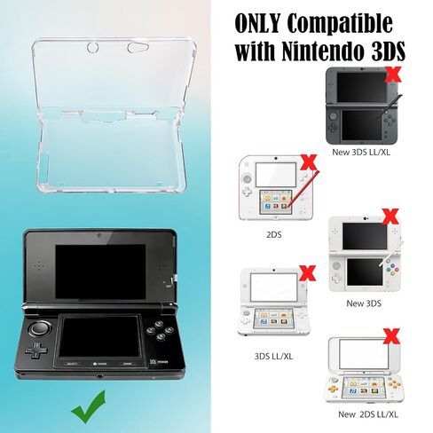 مجموعة ملحقات JDGPOKOO 4 في 1 لجهاز Nintendo 3DS، غطاء حماية شفاف لجهاز 3DS، طقمان من واقيات الشاشة وكابل شحن متوافق مع Nintendo 3DS فقط in Kuwait