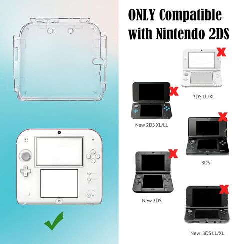 مجموعة ملحقات JDGPOKOO 4 في 1 لجهاز Nintendo 2DS، غطاء حماية شفاف لجهاز 2DS، طقمان من واقيات الشاشة وكابل شحن متوافق مع Nintendo 2DS فقط in Kuwait