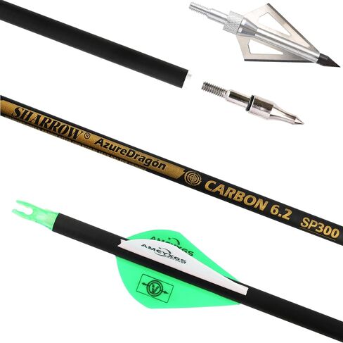 31" Pure Carbon Arrows 12Pcs - Straightness .006" 100% Arrow Shafts 2" Rubber Vane Feathers for Compound Bow Hunting Practice Target with ‌Hunting Accessories Kit in Kuwait