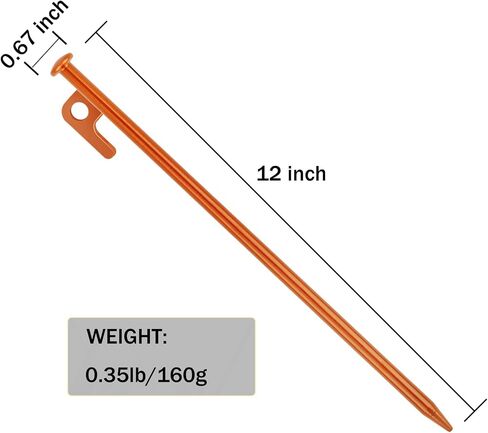 RIY Tent Stakes, 8Pcs Heavy Duty 12 Inch Steel Tent Stakes with 12 Inch Camping Hammer, Hiking Camping Kit Easy to Carry and Use in Kuwait