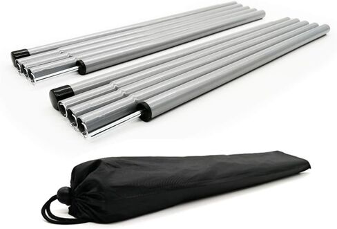 Tent Poles,Adjustable Steel Rods for Camping Tarps,Backpacking,Shelters,Portable Tarp Poles Rods-2 Pack (Black) in Saudi Arabia