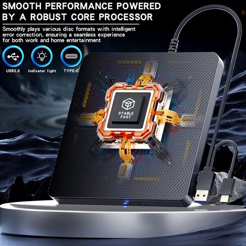 مشغل محركات أقراص Blu ray الخارجية للقراءة/الكتابة متوافق مع Bluray Burner USB 3.0 / Type-C BD DVD CD Burner مشغل Blu ray للكمبيوتر الشخصي وWindows 7-11 وMac (أسود) in Kuwait