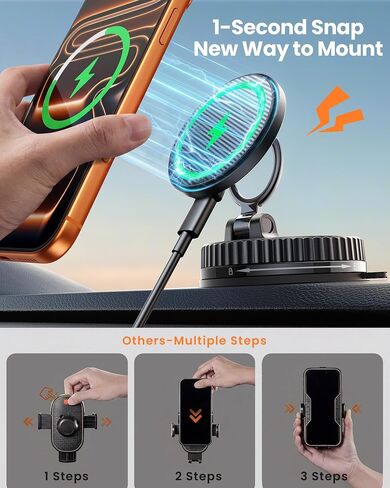 15W MagSafe Car Mount Charger, Vacuum Magnetic Phone Holders for Your Car in Kuwait