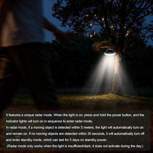 IODOO 4000LM Rechargeable Camping Light with Motion Sensor and Radar , Standby Time of 72 Hours Automatic Light Portable Camping Lantern 30W with Magnet , IPX5 Waterproof Tent Lights in Kuwait