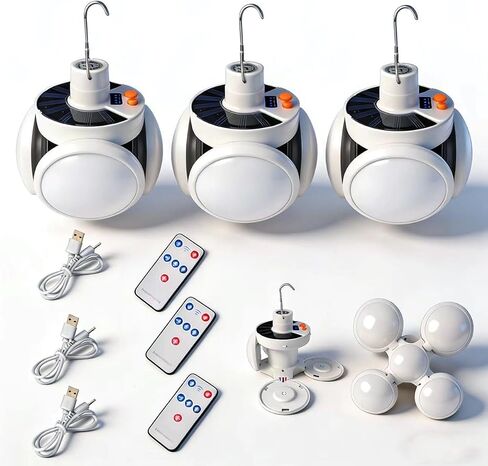 2 Pack Folding Solar Camping Tent Lights USB Rechargeable Hanging in Saudi Arabia
