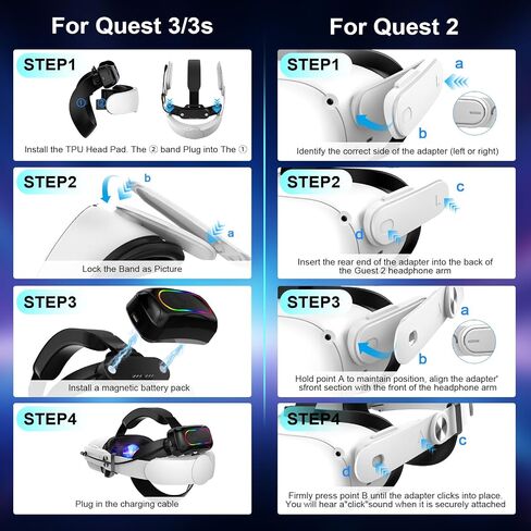 Battery Head Strap Compatible with Meta Quest 3/3S/2, 20W Fast in Saudi Arabia