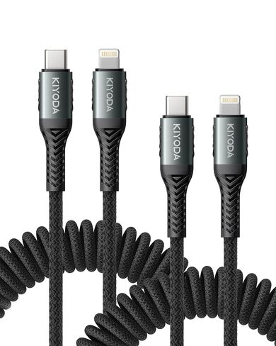 كابل USB إلى Lightning للسيارة بطول 6 أقدام، شاحن iPhone ملفوف USBA إلى in Kuwait
