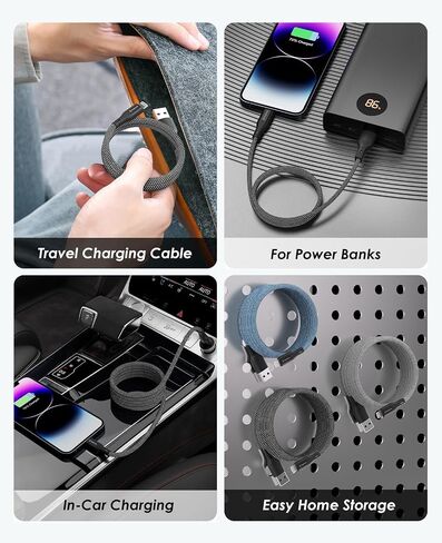 Magnetic Coiled USB A to Lightning Cable 3.3FT for iPhone 14 13 12 Charging in Kuwait