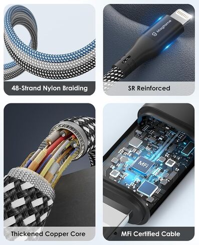 Magnetic Coiled USB A to Lightning Cable 3.3FT for iPhone 14 13 12 Charging in Kuwait