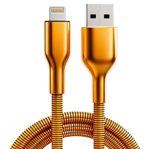 6.6FT Chew Proof USB to Lightning Cable, Pet Proof iPhone Charging Cord, MFi Certified Fast Charging Lightning Cable, Metal Braided iPhone Charger Cable for iPhone 14/13/12/11/XS/XR, Orange in Saudi Arabia