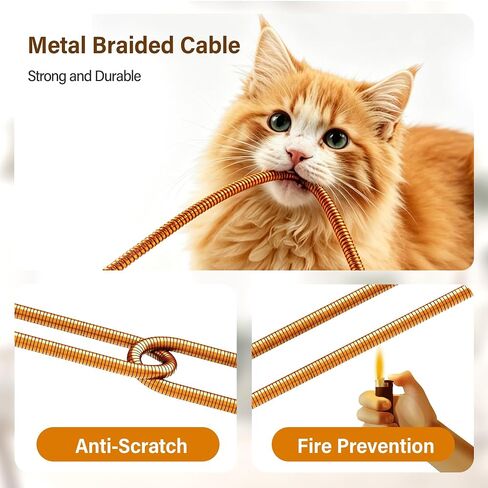 6.6FT Chew Proof USB to Lightning Cable, Pet Proof iPhone Charging Cord, MFi Certified Fast Charging Lightning Cable, Metal Braided iPhone Charger Cable for iPhone 14/13/12/11/XS/XR, Orange in Saudi Arabia