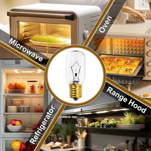 لمبة ضوء الميكروويف Wadoy 6912W1Z004B، قاعدة E17 125 فولت 30 وات، 4 عبوات in Kuwait